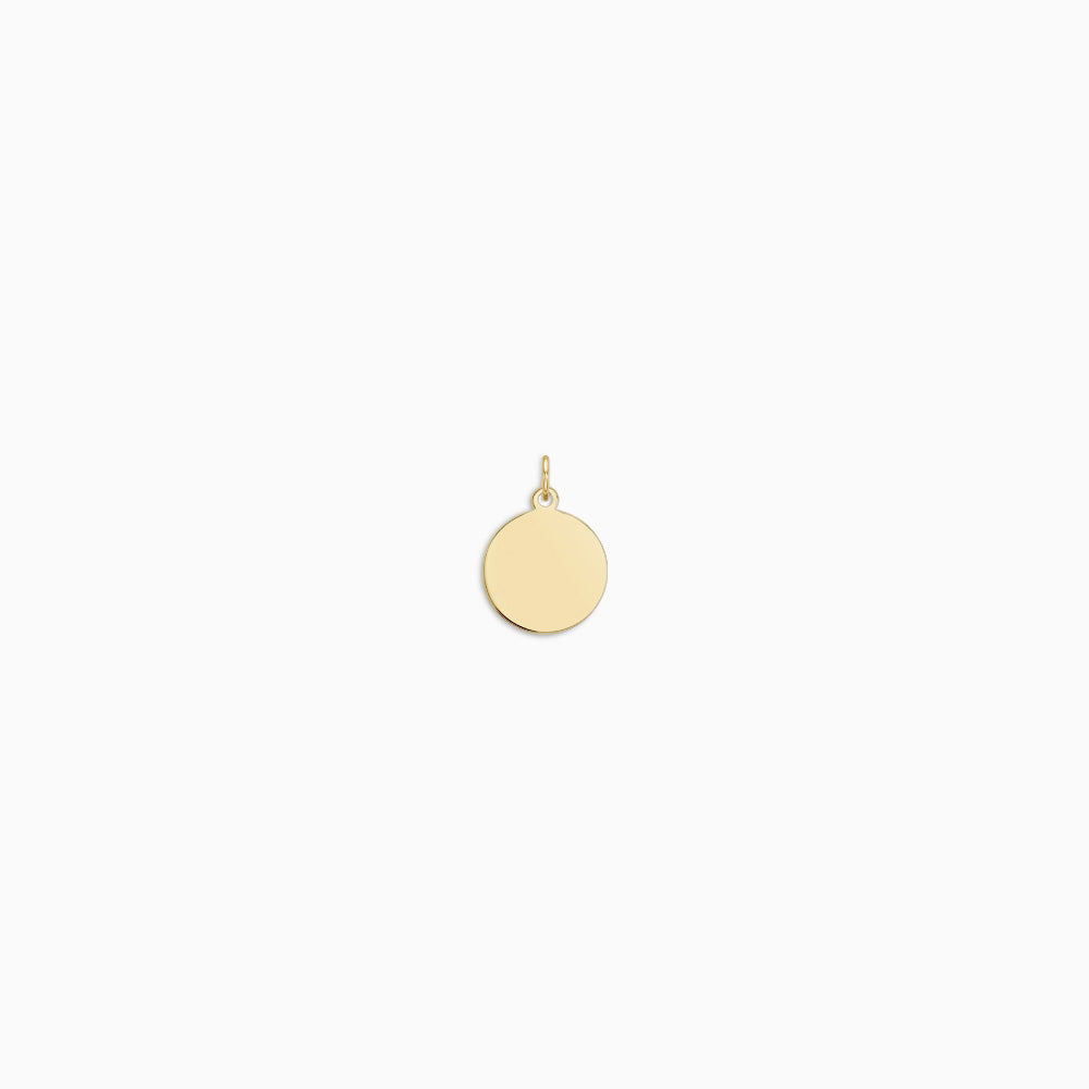 Engravable 1/2 inch 14k Yellow Gold Disc Charm Pendant - PYG130426