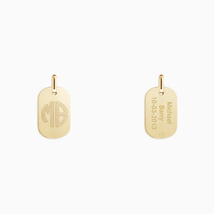 Engravable Men's Small 14k Yellow Gold Flat-Edge Dog Tag Pendant - PYG130924 - Front and Back Engraving
