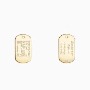 Engravable Men's Medium 14k Yellow Gold Flat Dog Tag Slider Pendant - PYG210604 - Front and Back Engraving