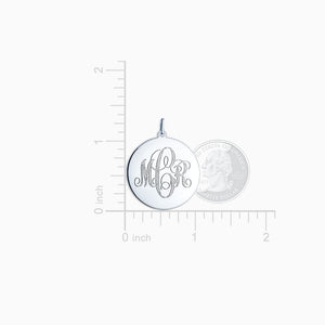 Engravable 1 inch Sterling Silver Interlocking-Script Monogram Disc Charm Necklace - NSL080504 - Pendant Size
