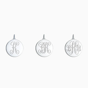 Engravable 7/8 inch Sterling Silver Interlocking-Script Monogram Disc Charm Necklace - NSL080505 - Initial Options