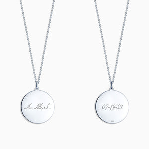 Engravable 1 inch Sterling Silver Disc Charm Necklace with Cable Chain - NSL130421 - Initial Engraving