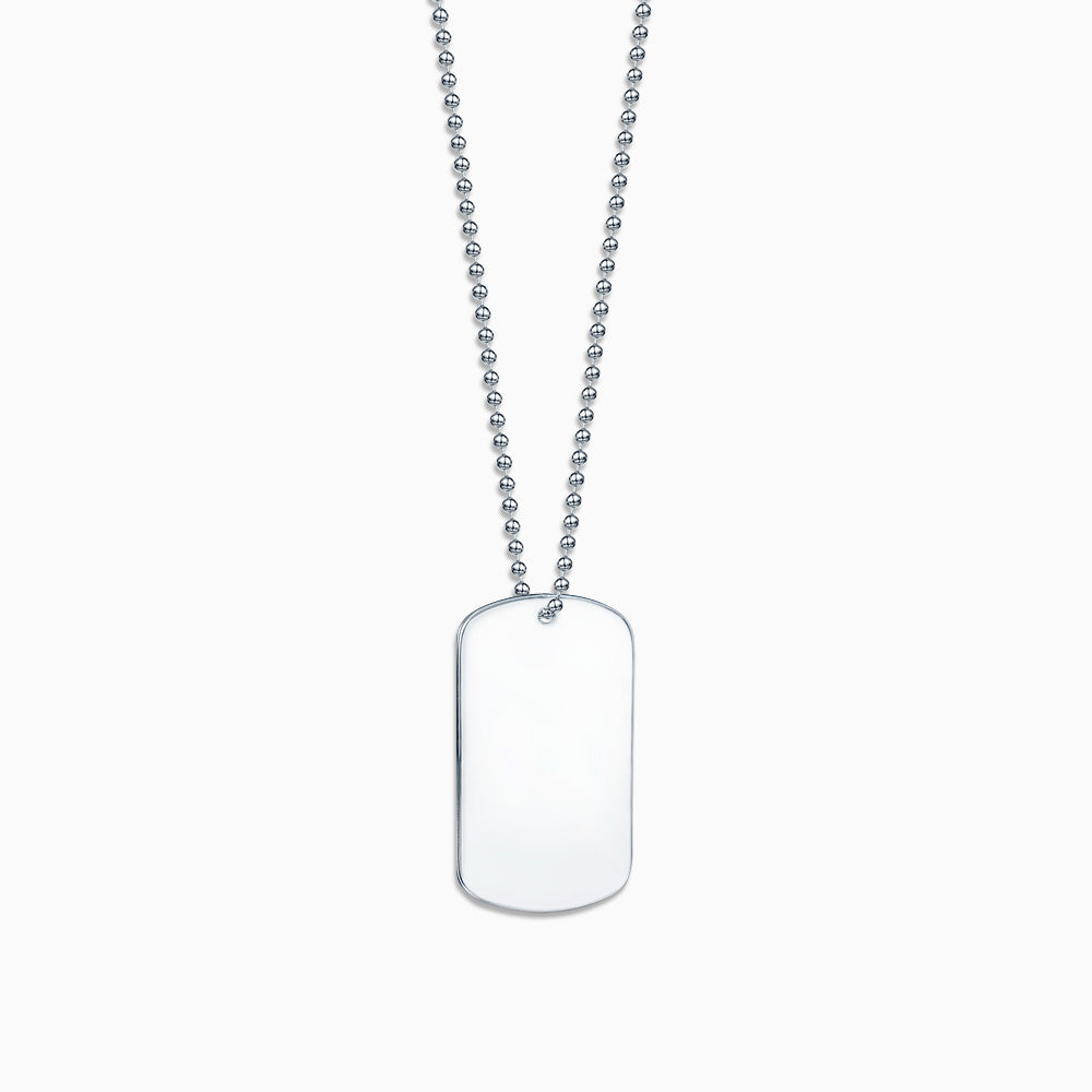Engravable Men's Stainless Steel Dog Tag Slider Necklace with Ball Chain - Large - NST171015