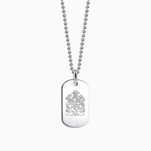 Engravable Men's Flat-Edge 14k White Gold Dog Tag Necklace with Bead Chain - Medium