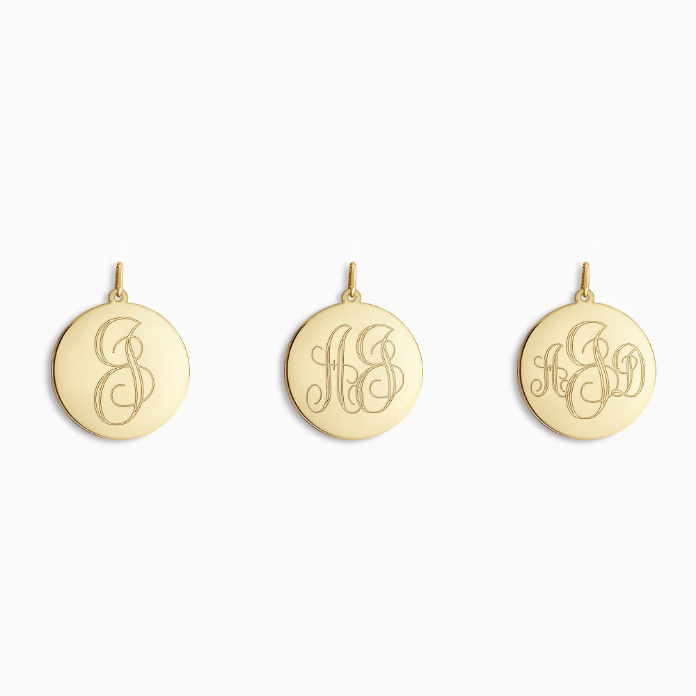 Engravable 7/8 inch 14k Yellow Gold Interlocking-Script Engravable 7/8 inch 14k Yellow Gold Interlocking-Script