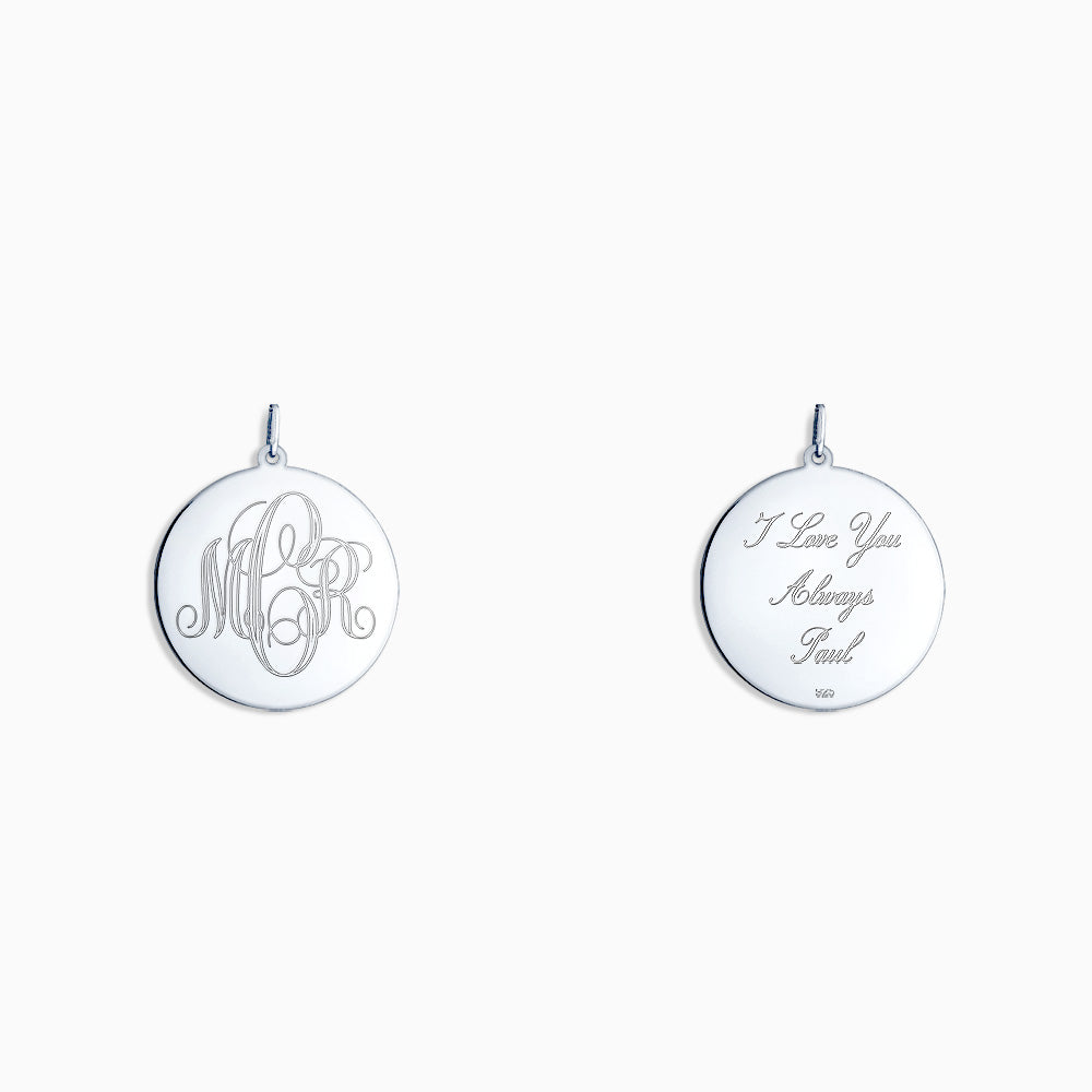 Engravable 1 inch Sterling Silver Interlocking-Script Monogram Disc Charm Pendant - PSL080504