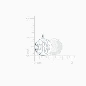 Engravable 7/8 inch Sterling Silver Interlocking-Script Monogram Disc Charm Pendant - PSL080505 - Size