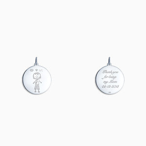 Engravable 7/8 inch Sterling Silver Disc Charm Pendant - PSL304020 - Front and Back Engraving 01