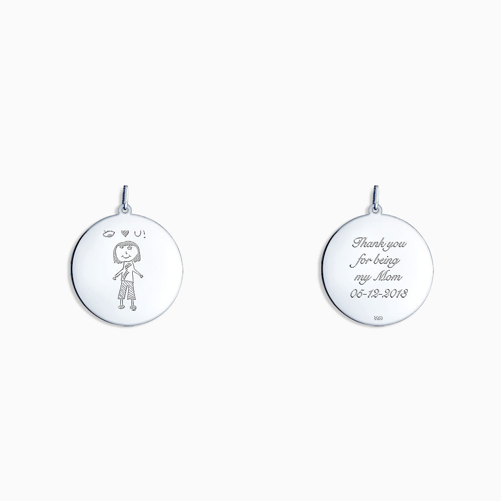 Engravable 1 inch Sterling Silver Disc Charm Pendant - PSL130421