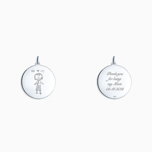 Engravable 1 inch Sterling Silver Disc Charm Pendant - PSL130421 - Front and Back Engraving