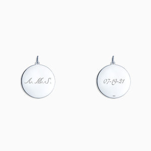 Engravable 1 inch Sterling Silver Disc Charm Pendant - PSL130421 - Front and Back Engraving