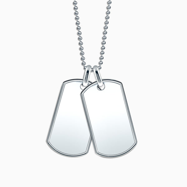 Men's Sterling Silver Raised Edge Dog Tag Necklace w/ Bead Chain - Lar -  Sandy Steven Engravers