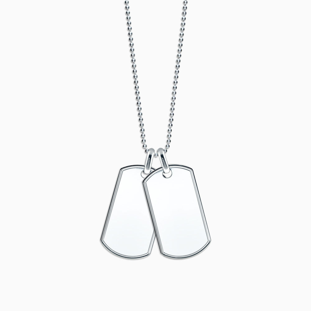 Engravable Men's Raised-Edge Sterling Silver Double Dog Tag
