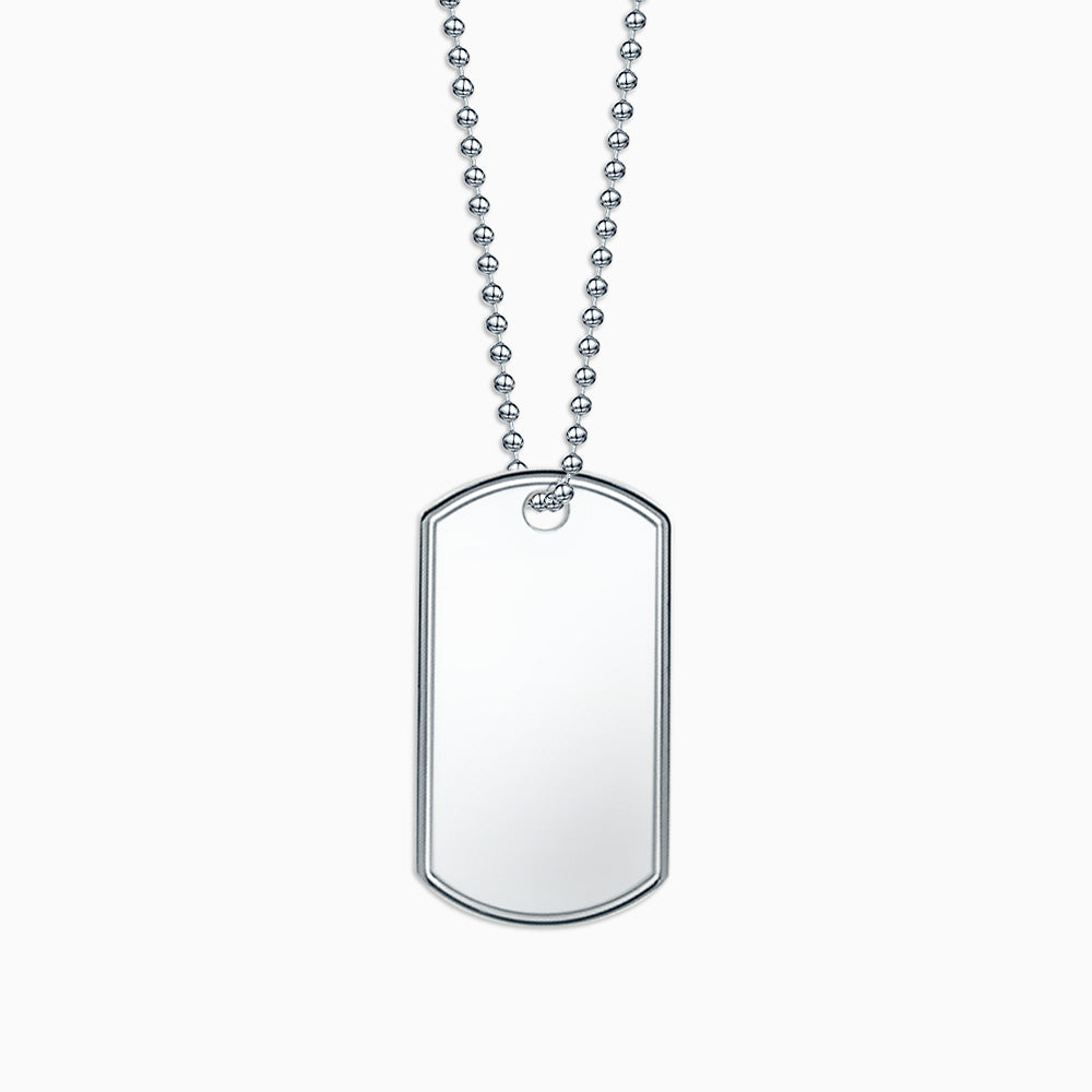 Men's Stainless Steel Dog Tag Necklace w/ Extension - Engravable