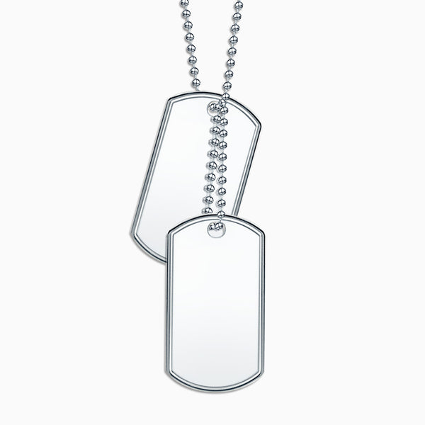 Men's Sterling Silver Raised Edge Dog Tag Necklace w/ Bead Chain - Lar -  Sandy Steven Engravers
