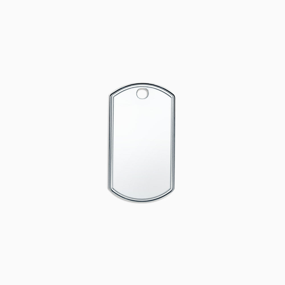 Engravable Mens Large Raised-Edge Sterling Silver Dog Tag Slider (PSL201031)