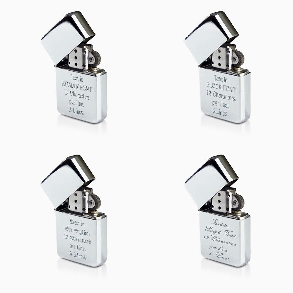 Custom Engraved Windproof Lighter - Polish Chrome