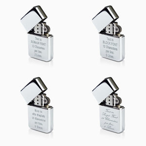 Chrome Windproof Lighter - Text Engraving Font Styles
