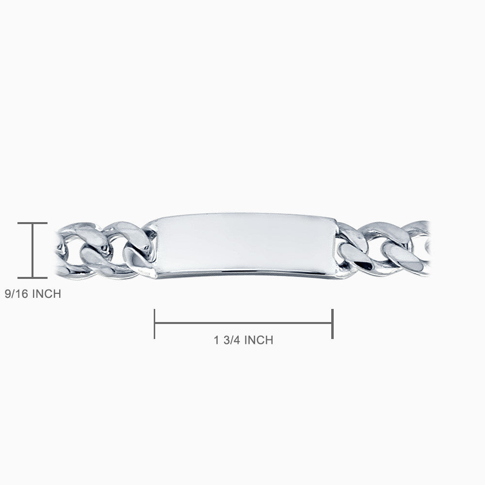 Solid Sterling Silver Curb Link ID Bracelet Personalized Engraved Mono –  BringJoyCollection