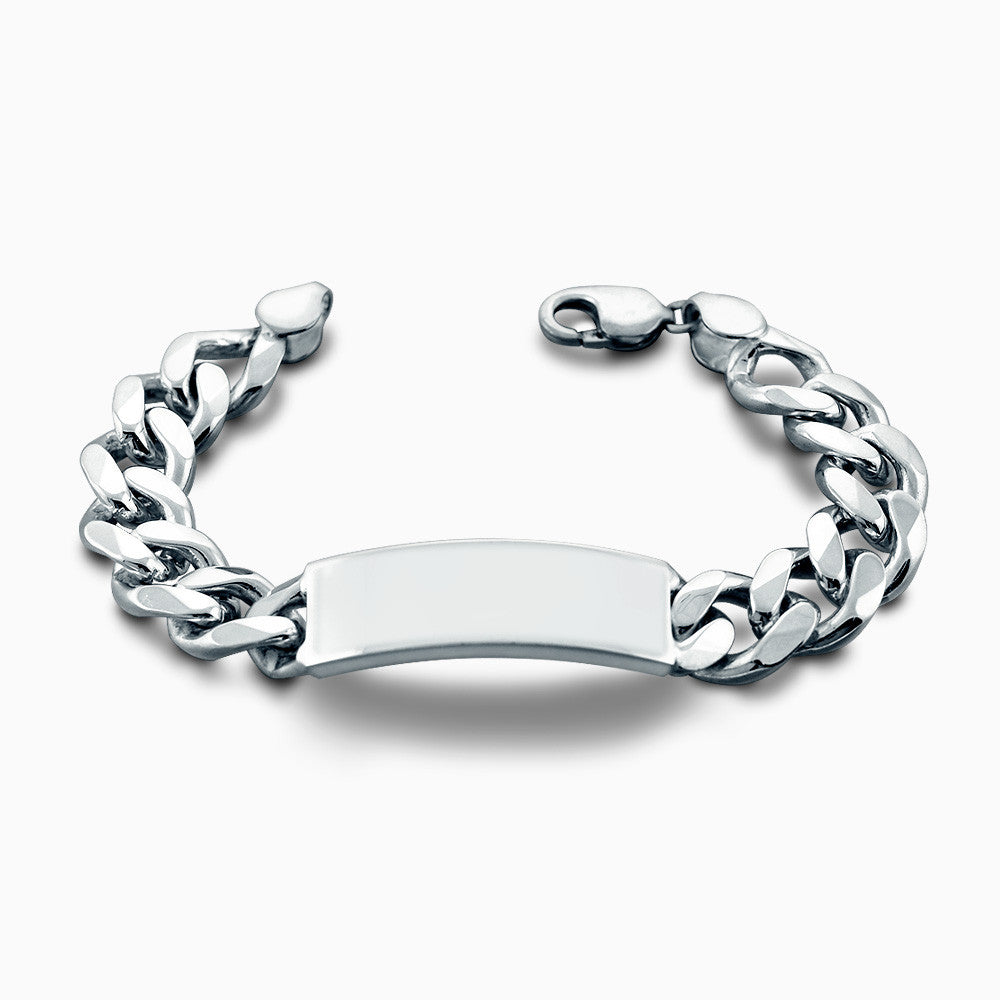 Engravable Men's 400 Gauge Sterling Silver Cuban Link ID Bracelet