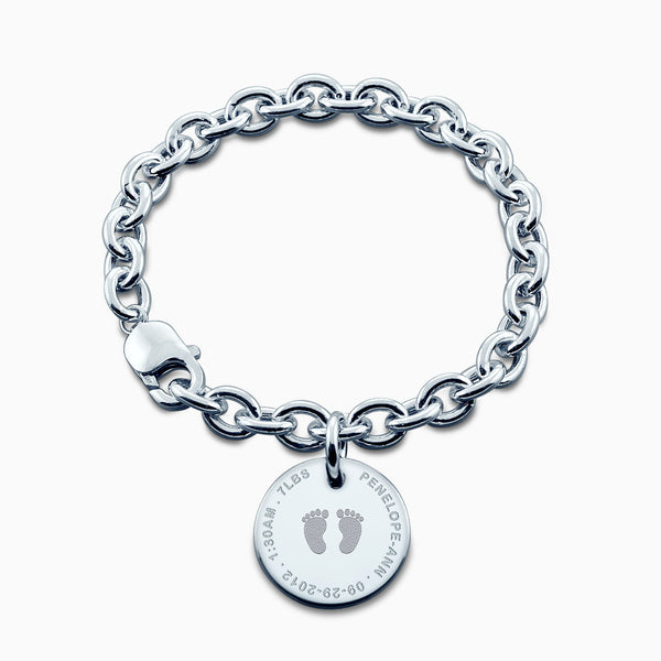 SOUKISS Baby Footprint Heart Charm - 925 Sterling Silver First Steps Charm For Bracelets