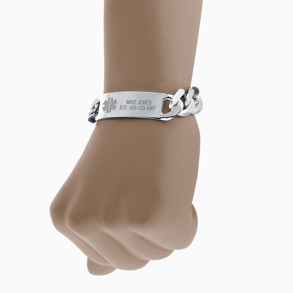 Amazon.com: Divoti Custom Engraved Medical Alert Bracelets for Women,  Stainless Steel Medical Bracelet, Medical ID Bracelet w/Free Engraving –  Classic Tag w/Wheat Chain -Black-6.0