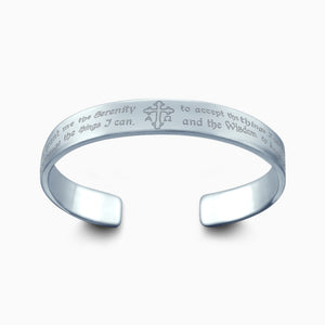 Men's Sterling Silver Cuff Bracelet, 10 mm - Custom Engraved with Serenity Prayer