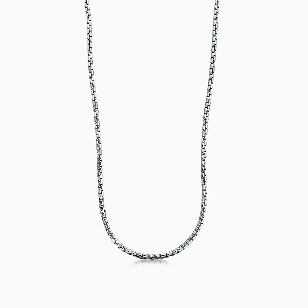 Men's Sterling Silver 1.5 mm Round Box Link Chain Necklace