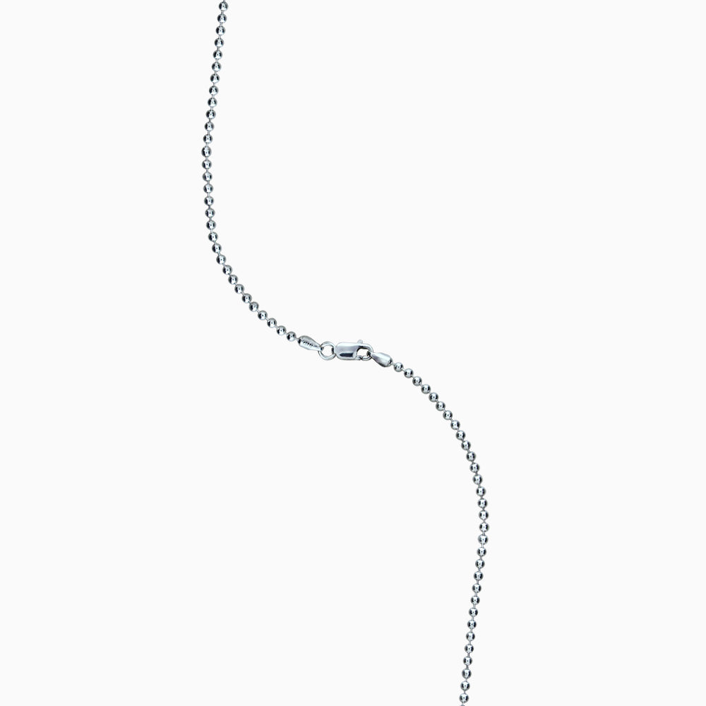 Men's 14k White Gold 2 mm Military Ball Chain Necklace, 20 inch