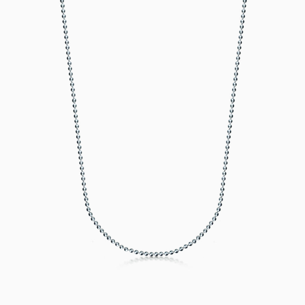 1.5mm Men's 14k White Gold Bead Chain Necklace