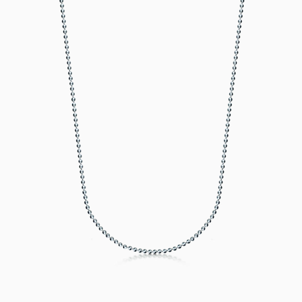 Men's 14k White Gold 2 mm Military Ball Chain Necklace, 20 inch