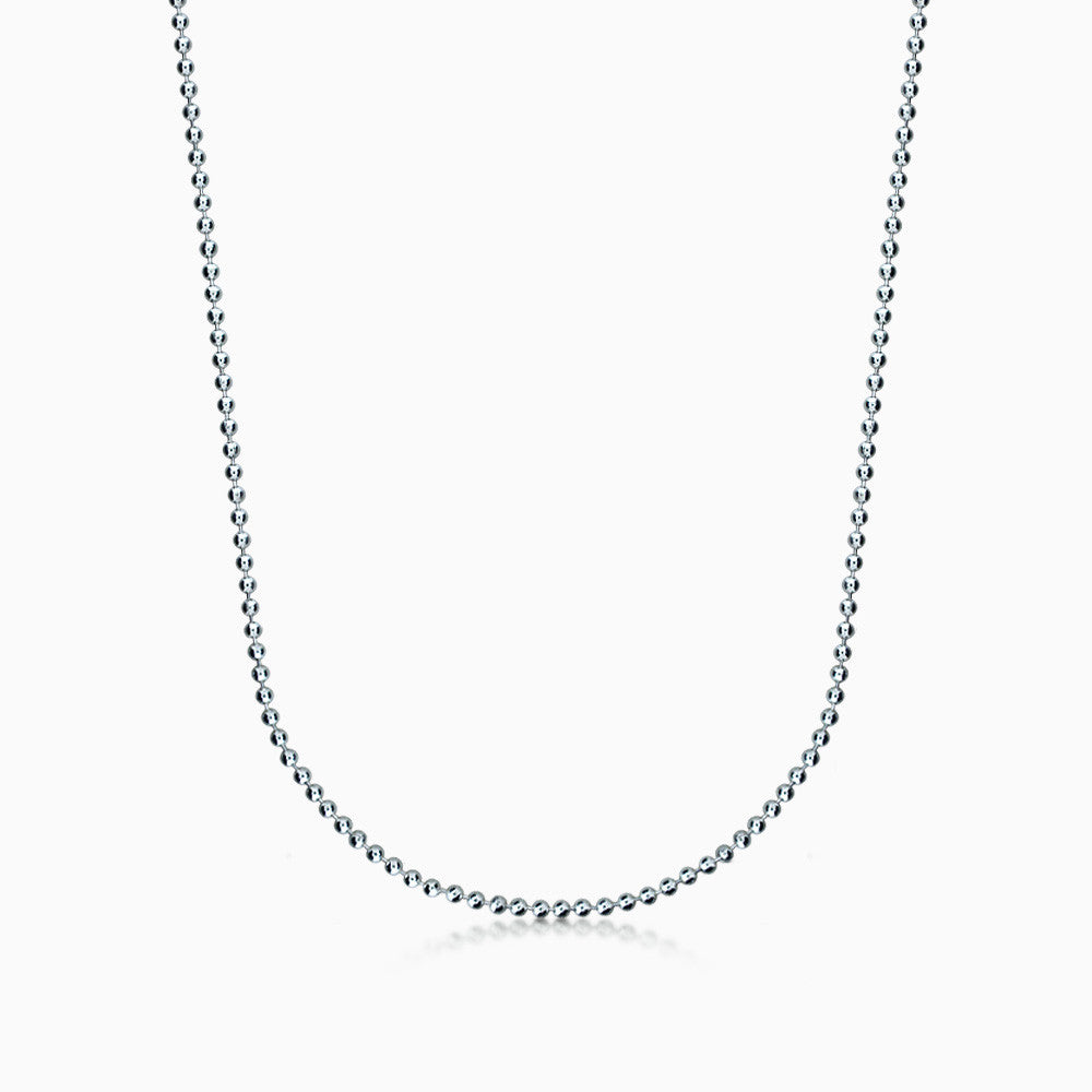 Men's 2mm 14k White Gold Military Ball Chain Necklace