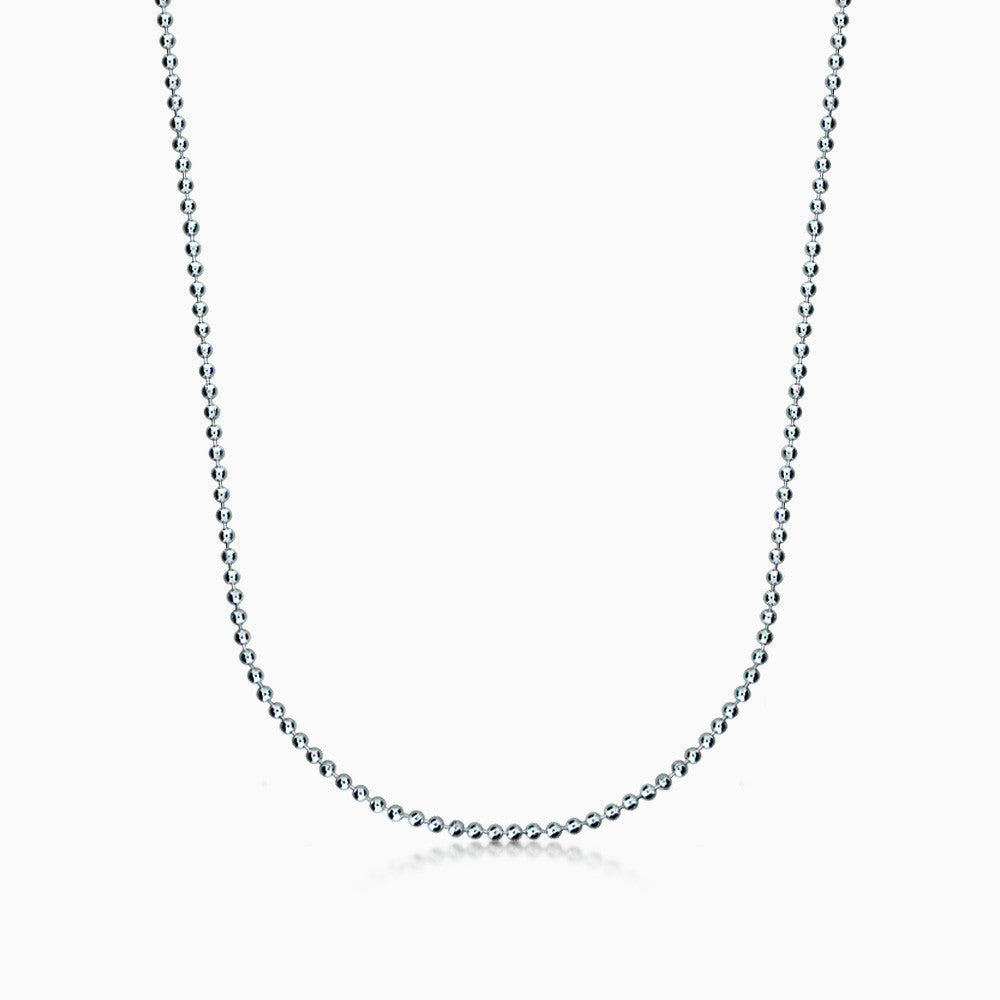 Men's 14k White Gold 2 mm Military Ball Chain Necklace