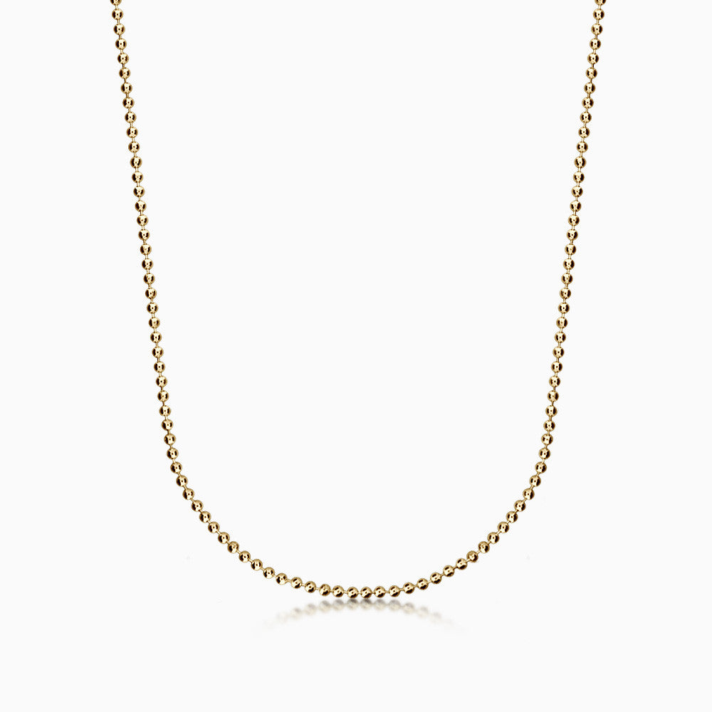 Men's 14k Yellow Gold 2 mm Military Ball Chain Necklace