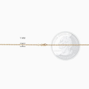 1 mm 14k Yellow Gold Cable Link Chain Necklace - Lobster Clasp