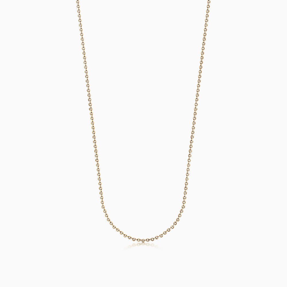 1 mm 14k Yellow Gold Cable Link Chain Necklace