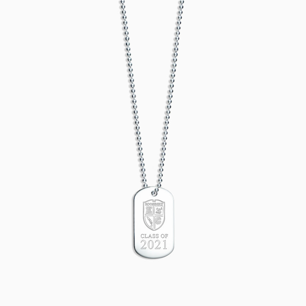 item 1000x1000 nsl210603 Engravable Mens Sterling Silver Flat Custom Graduation Dog Tag Slider Necklace with Ball Chain