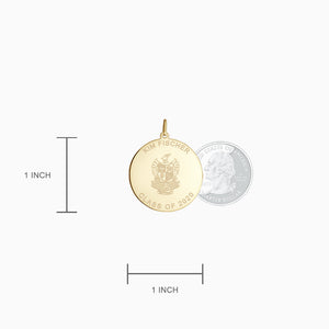 Engravable 1 inch 14k Yellow Gold Custom Graduation Disc Charm Necklace with Cable Chain - Pendant Size - 1 inch Diameter