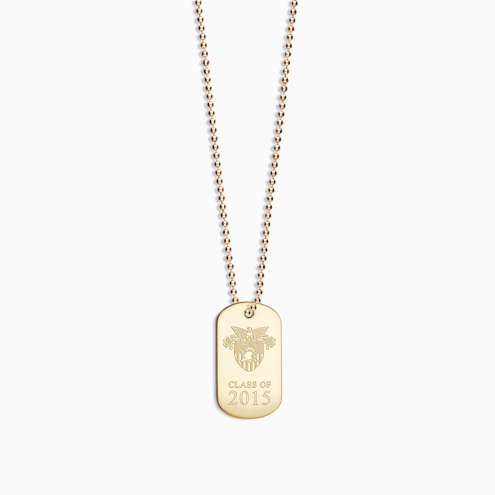 item 1000x1000 nyg210603 Engravable Mens 14k Yellow Gold Flat Custom Graduation Dog Tag Slider Necklace with Ball Chain