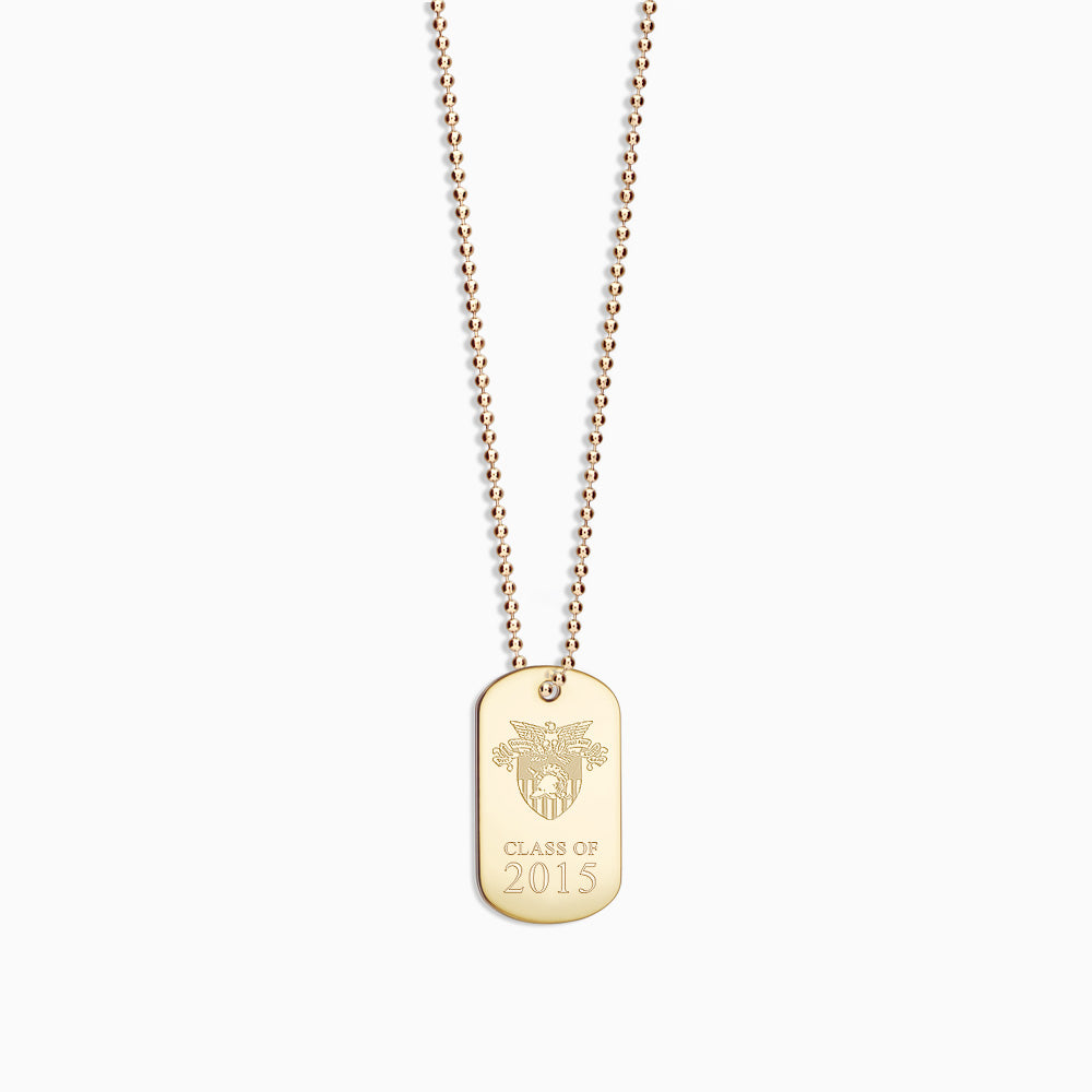 Engravable Men's 14k Yellow Gold Custom Graduation Dog Tag Slider