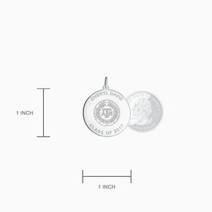 Engravable 1 inch 14k White Gold Custom Graduation Disc Charm Pendant - Pendant Size - 1 inch Diameter
