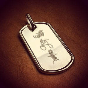 Engravable Mens Sterling Silver Raised Edge Dog Tag Custom Engraved with Childrens Drawings