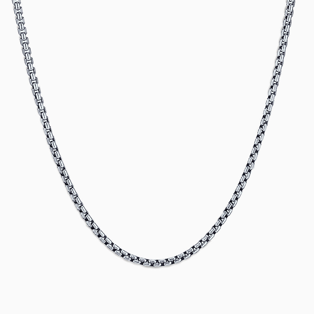 Men's Sterling Silver 2mm Round Box Link Chain Necklace - CSL220510