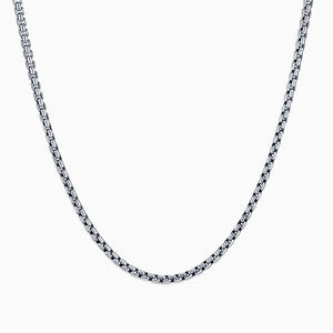 Men's Sterling Silver 2mm Round Box Link Chain Necklace - Zoom View - CSL220510