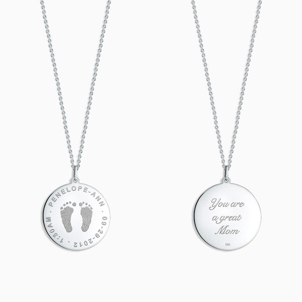 1 inch Sterling Silver Monogram Engraved Disc Charm Necklace - Sandy Steven  Engravers