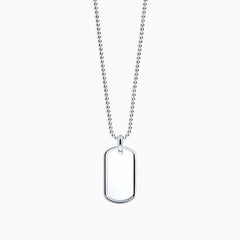 Men's Double Sterling Silver Raised Edge Dog Tag Necklace w/ Bead Chain -  Medium - Sandy Steven Engravers