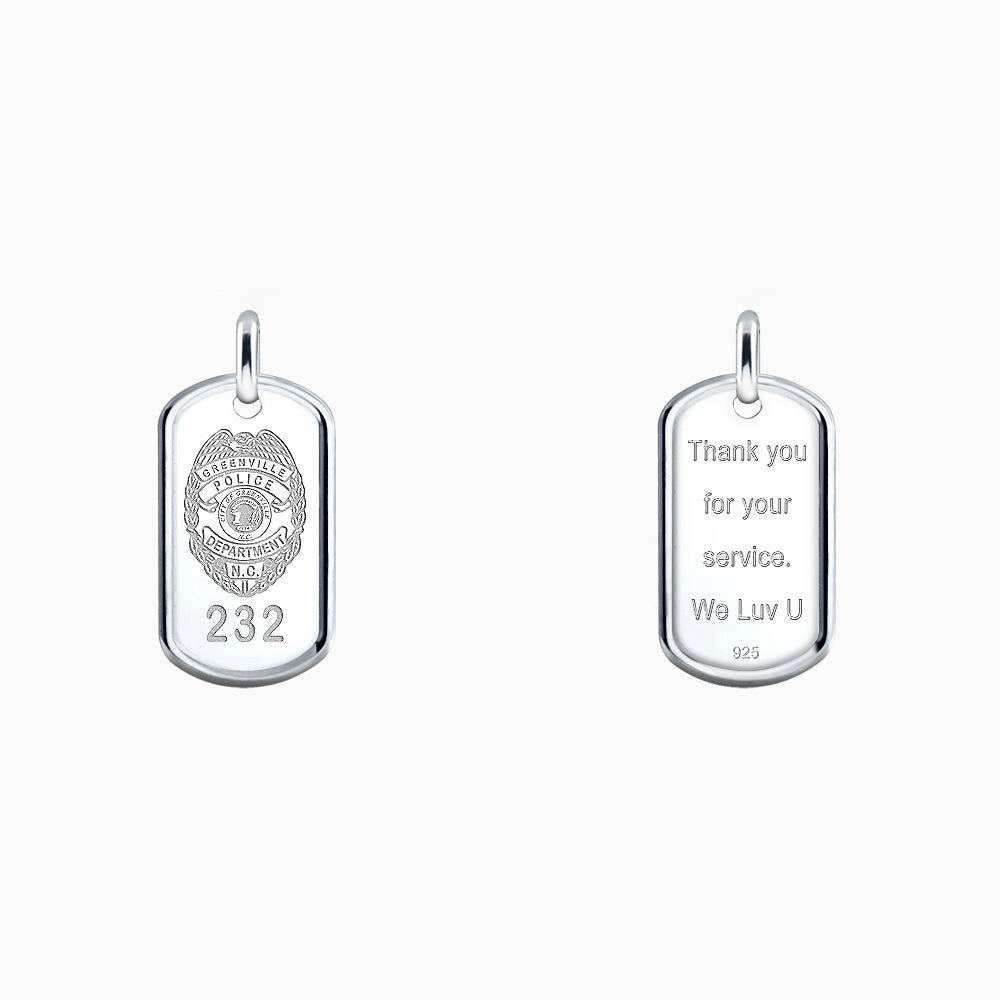 Men's Sterling Silver Raised Edge Dog Tag Necklace w/ Bead Chain - Med -  Sandy Steven Engravers