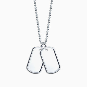 Engravable Men's Double Sterling Silver Raised Edge Dog Tag Necklace - Medium - Zoom