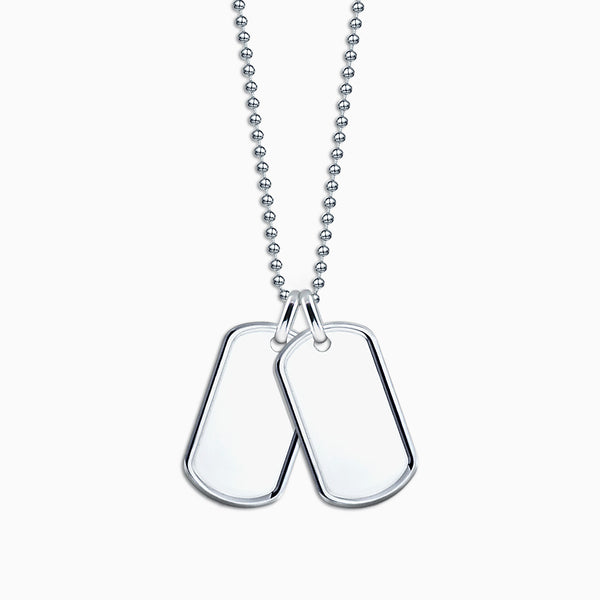 Engravable Men s Raised Edge Sterling Silver Double Dog Tag Necklace w Sandy Steven Engravers