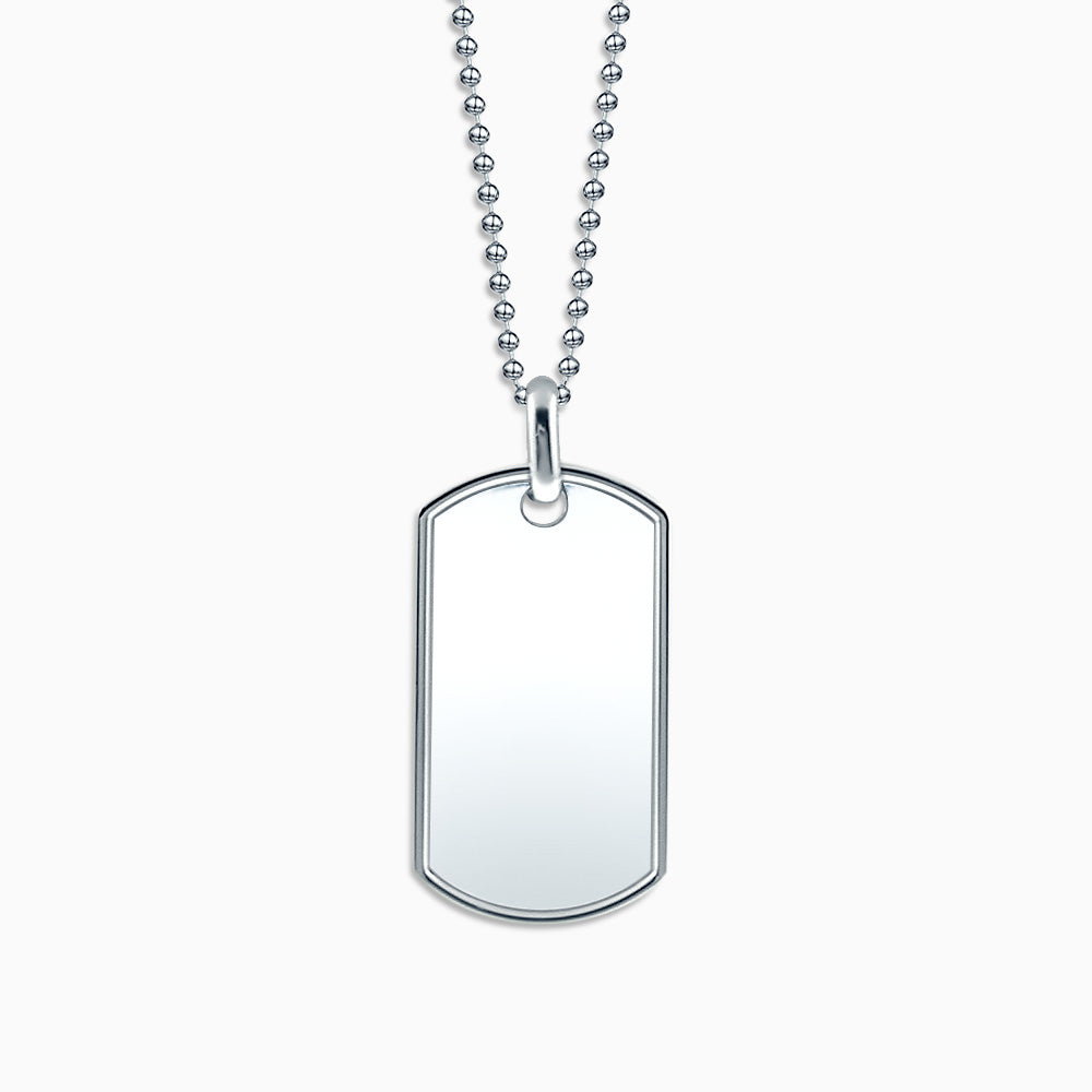Rogue 26'' Silver Dog Tag Necklace with Cut-out Cross with a  Damascus-inspired Pattern - Triton Jewelry